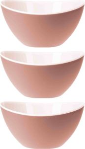 Excellent Houseware 3x stuks salade schalen slakommen roze kunststof 3500 ml Saladeschalen