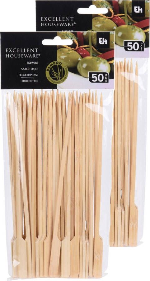 Excellent Houseware Sate prikkers stokjes 100 stuks bamboe hout 20 cm prikkers (sate)