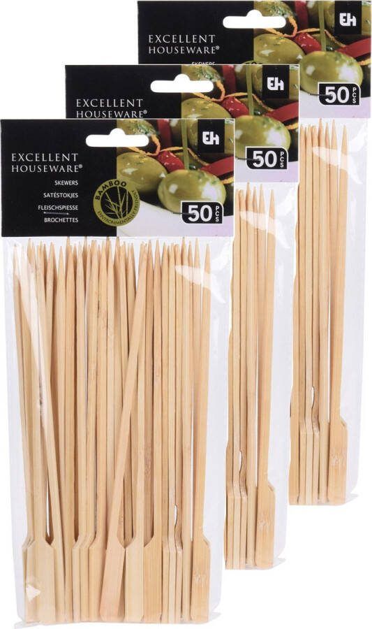 Excellent Houseware Sate prikkers stokjes 150 stuks bamboe hout 20 cm BBQ spiesen