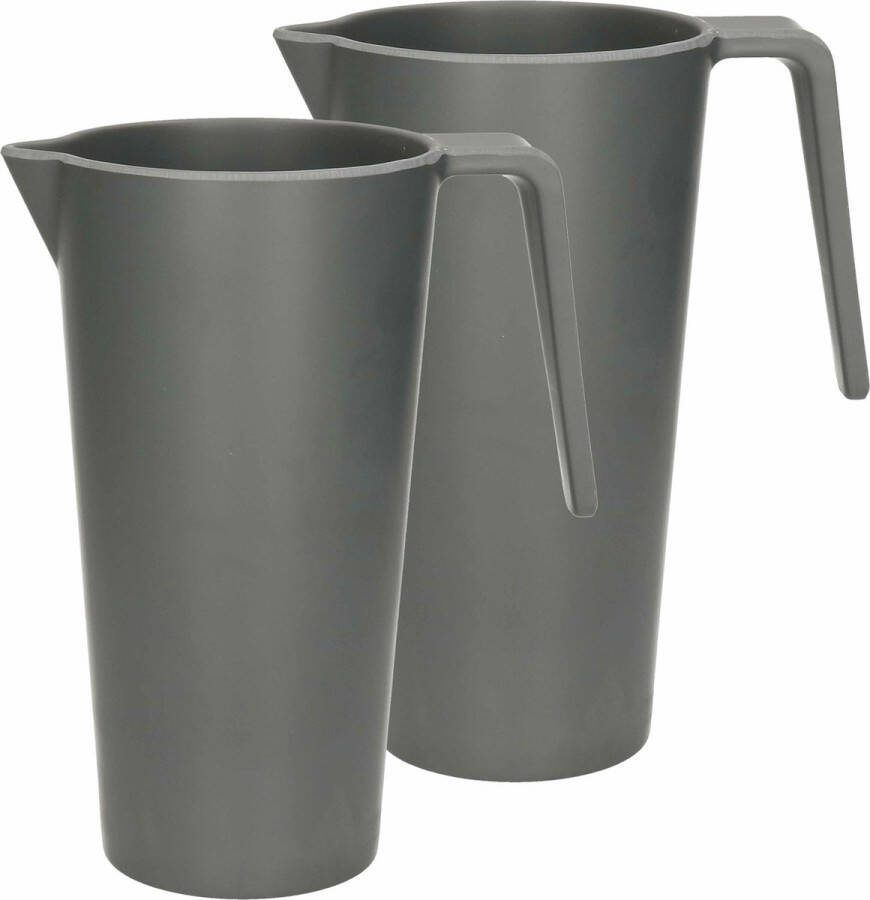 Excellent Houseware Schenkkan waterkan 2x antraciet 1500 ML melamine D10 x H21 cm