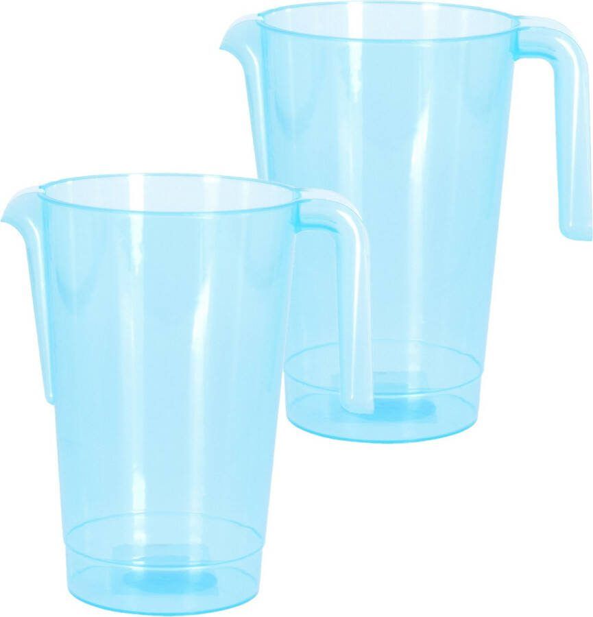 Excellent Houseware Schenkkan waterkan 2x blauw 1500 ML kunststof 20 x 18 x 20 5 cm