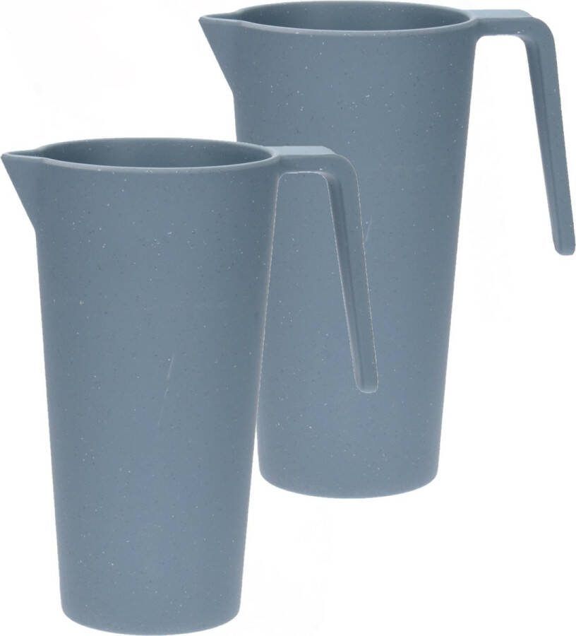 Excellent Houseware Schenkkan waterkan 2x blauw 1500 ML melamine D10 x H21 cm