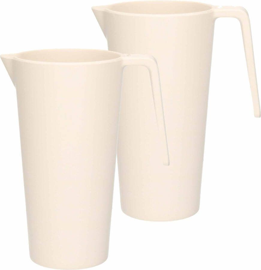 Excellent Houseware Schenkkan waterkan 2x creme wit 1500 ML melamine D10 x H21 cm