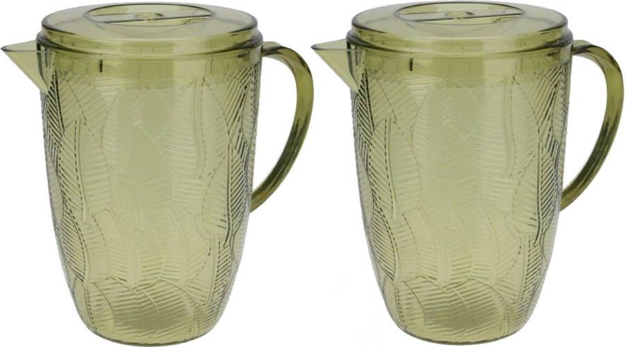 Excellent Houseware Schenkkan waterkan 2x groen 2500 ML kunststof D14 x H21 cm