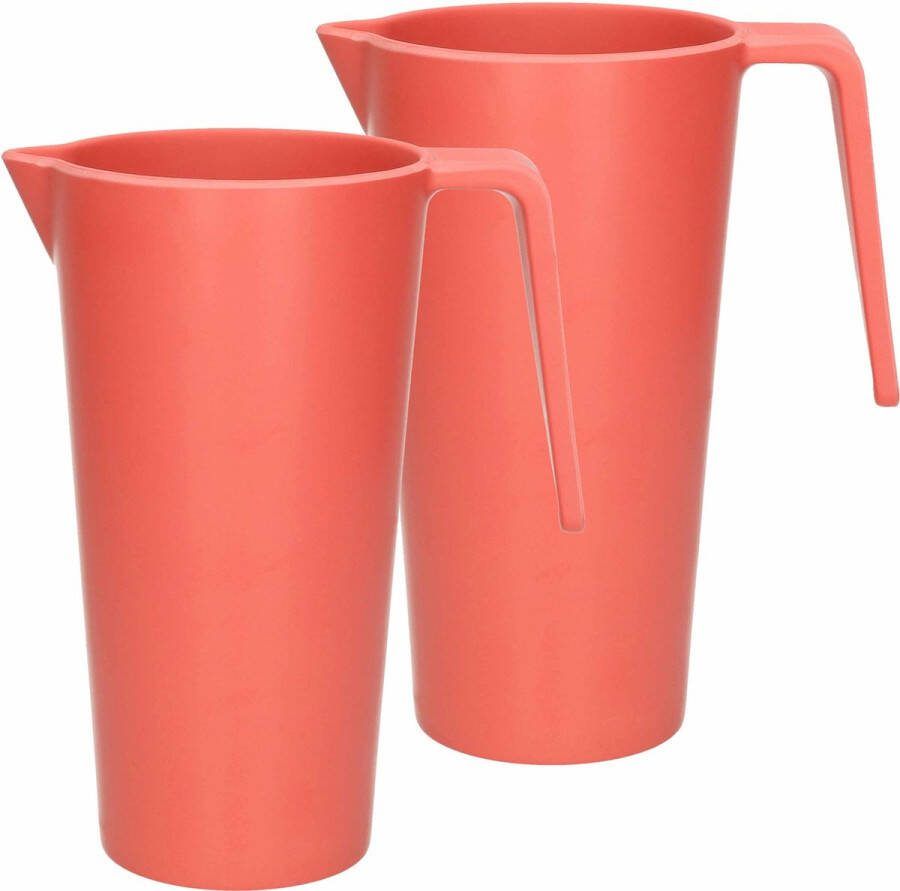 Excellent Houseware Schenkkan waterkan 2x rood 1500 ML melamine D10 x H21 cm