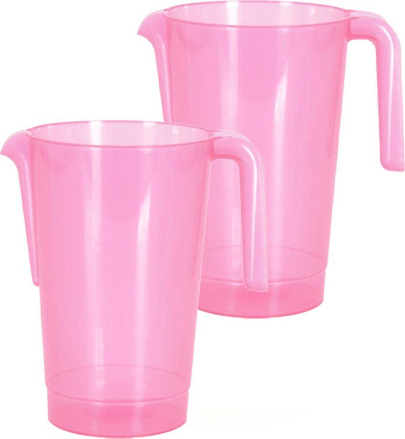 Excellent Houseware Schenkkan waterkan 2x roze 1500 ML kunststof 20 x 18 x 20 5 cm