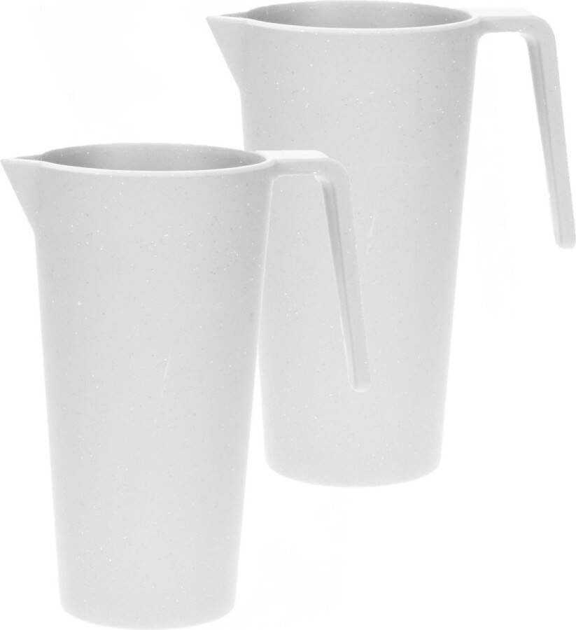Excellent Houseware Schenkkan waterkan 2x wit 1500 ML melamine D10 x H21 cm