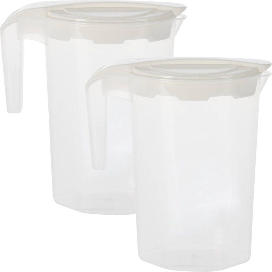 Excellent Houseware Schenkkan waterkan 2x wit 1750 ML kunststof 22 x 10 x 22 cm