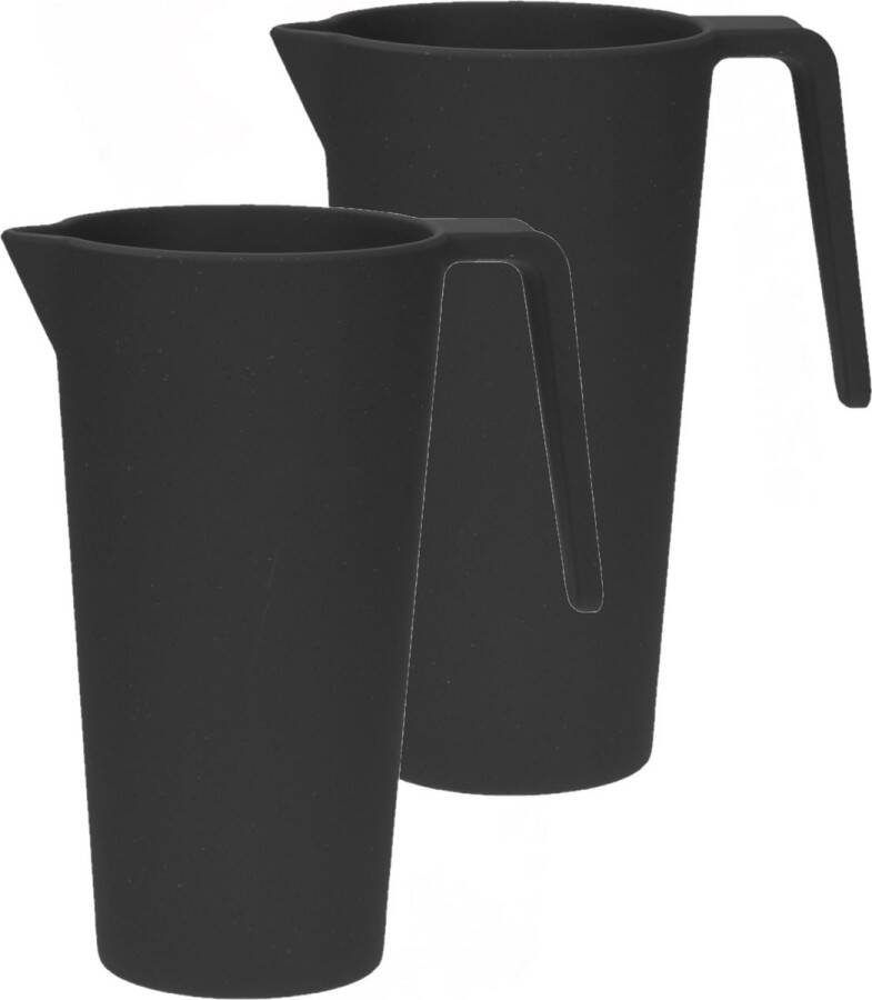 Excellent Houseware Schenkkan waterkan 2x zwart 1500 ML melamine D10 x H21 cm