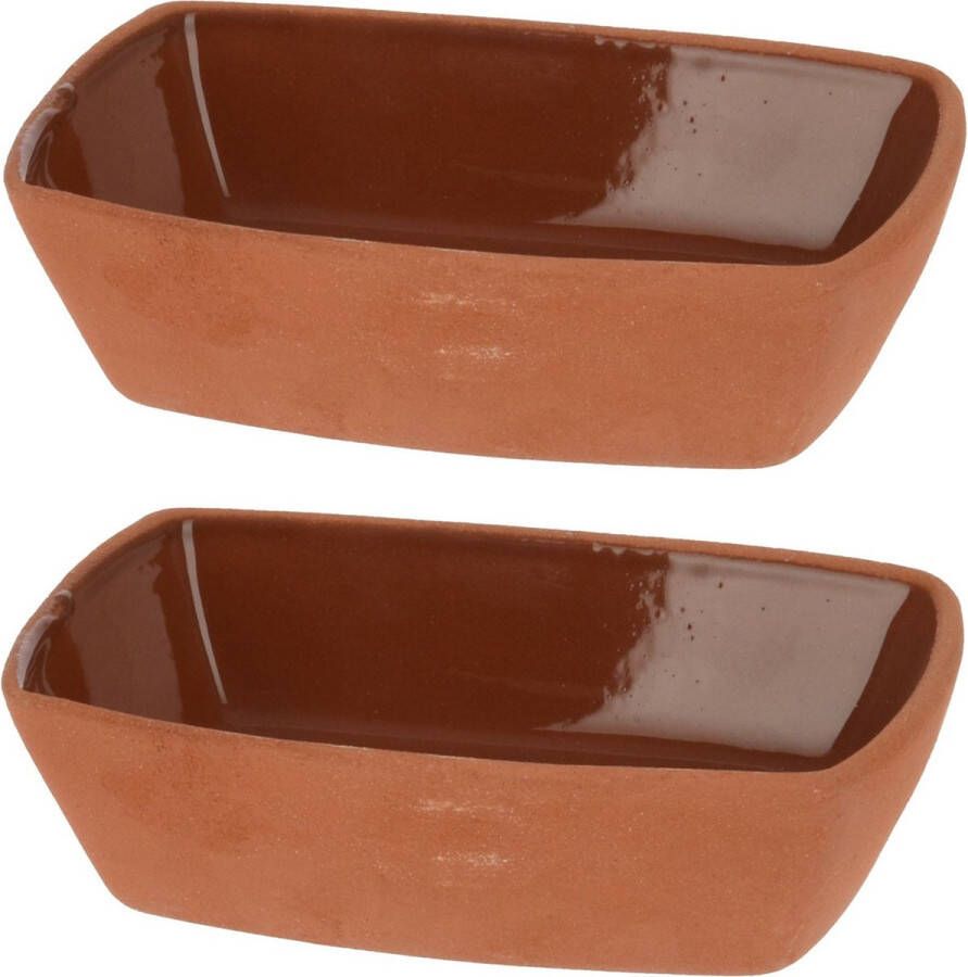 Excellent Houseware Tapasschaaltje serveerschaaltje 4st Terracotta 170ml 13x9x3 5cm Serveerschalen