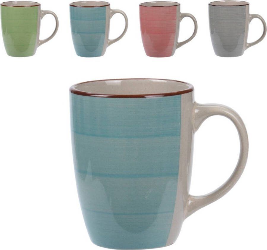 Excellent Houseware Set van 16x stuks luxe gekleurde stoneware bekers koffiekopjes 270 ml Kopjes koffiebekers