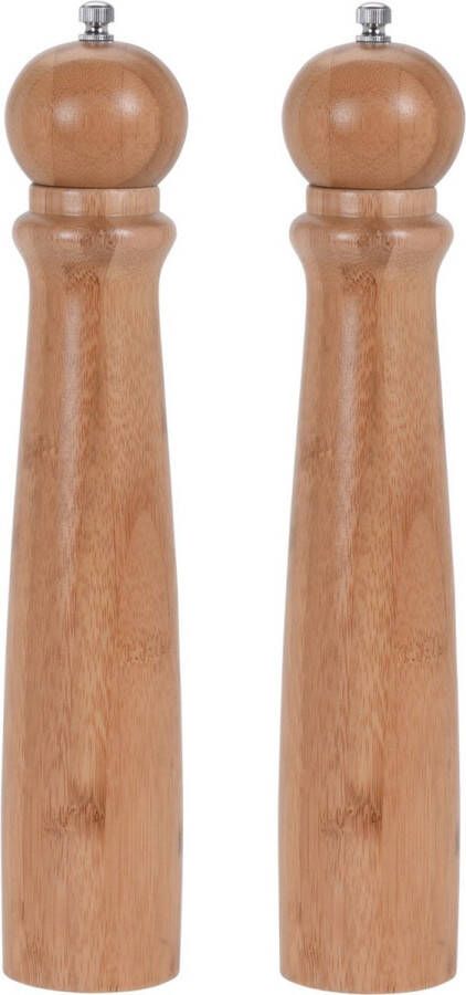 Excellent Houseware Set van 2x stuks bamboe houten pepermolens zoutmolens 31 cm Pepermaler zoutmaler Kruiden en specerijen vermalen vermalers