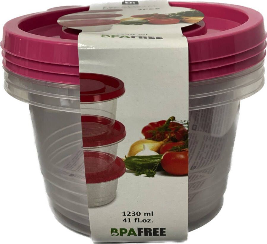 Excellent Houseware Set van 3 voedselbewaardoos 1230ml 3 vershouddozen