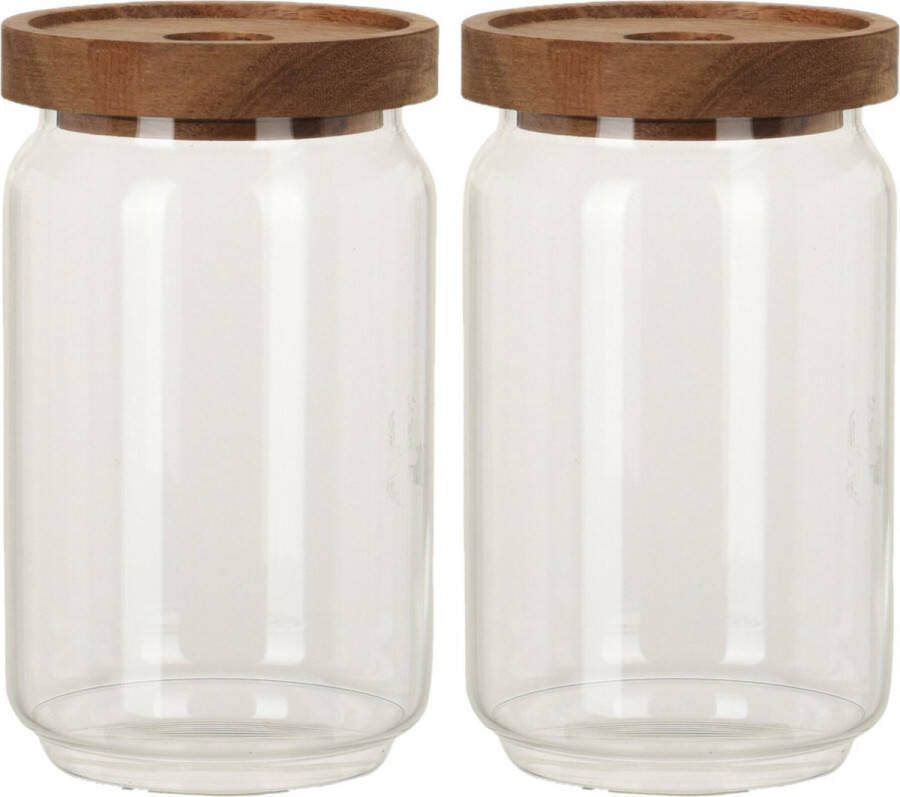 Excellent Houseware Set van 4x stuks glazen luxe keuken voorraadpot voorraadbus 700 ml- Voorraadbussen met luchtdichte deksel Afmeting: 9 x 15 cm