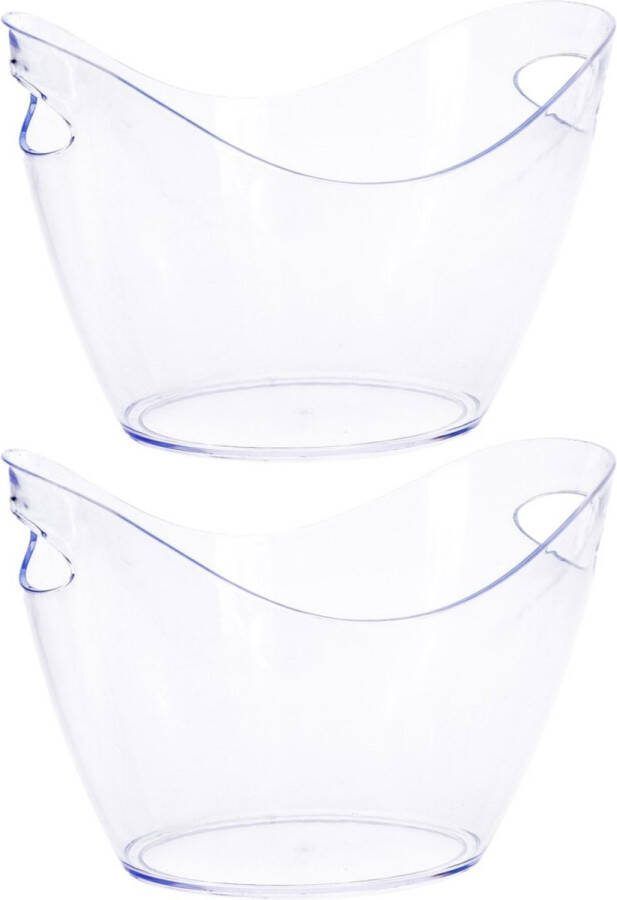 Excellent Houseware Set van 4x stuks ijs drank koelemmers met handvat transparant Feest party koelemmers ijsemmers
