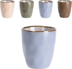 Excellent Houseware Set van 4x stuks luxe gekleurde stoneware bekers koffiekopjes 280 ml Kopjes koffiebekers
