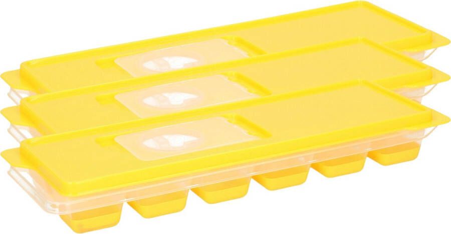 Excellent Houseware Set van 5x stuks trays met ijsklontjes ijsblokjes vormpjes 12 vakjes kunststof rood met afsluitdeksel