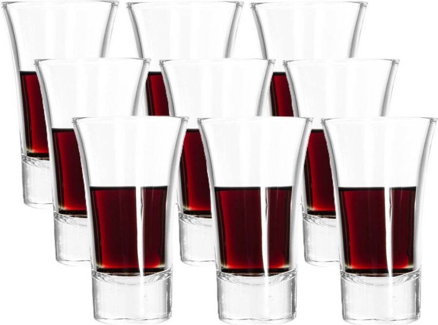 Excellent Houseware Shotglazen set 9x 80 ml glas borrelglazen