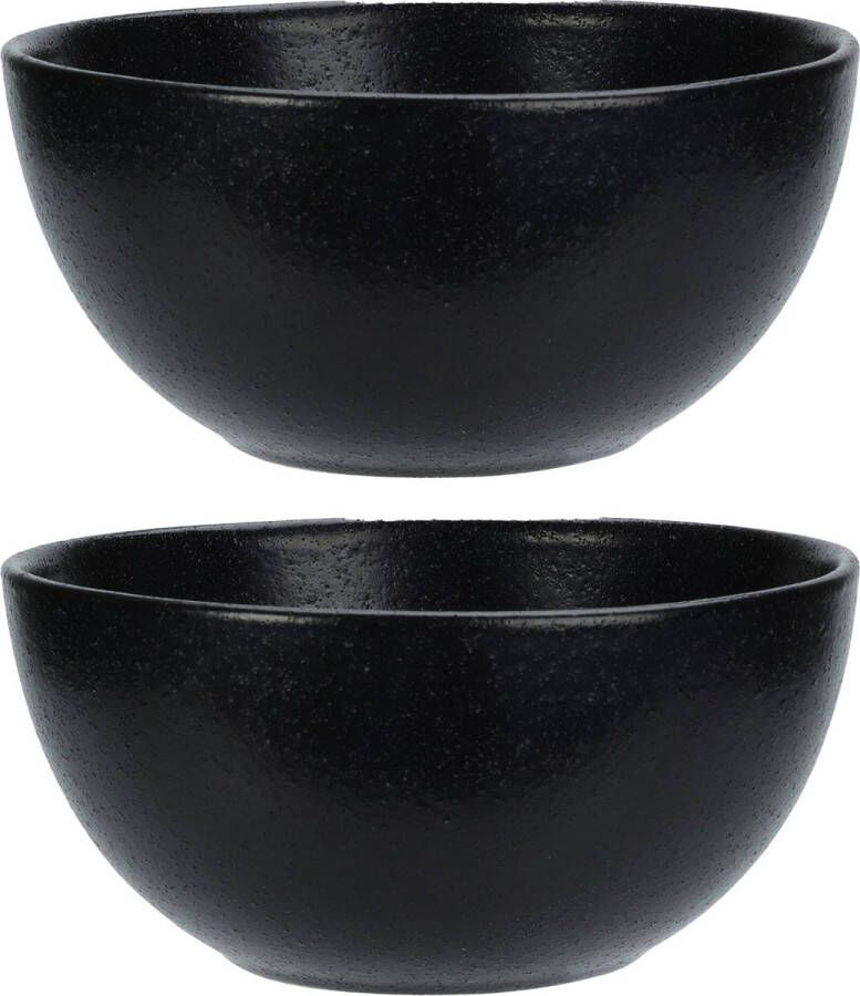 Excellent Houseware Soepkommen 2x Lava stone keramiek D15 x H7 cm zwart Stapelbaar