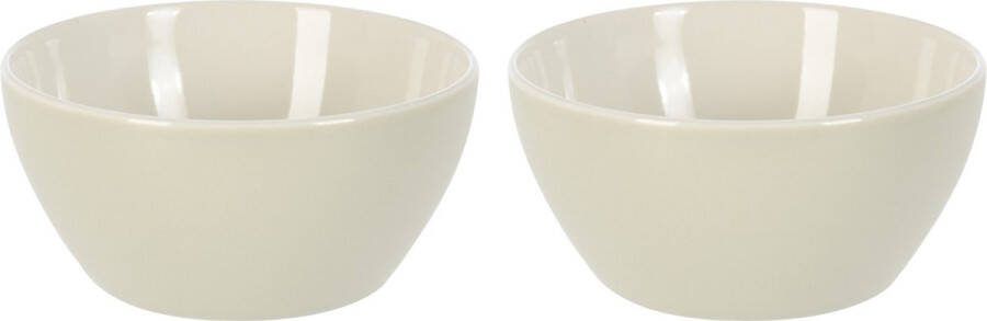 Excellent Houseware Soepkommen schaaltjes 2x Acapulco porselein D14 x H6.5 cm creme
