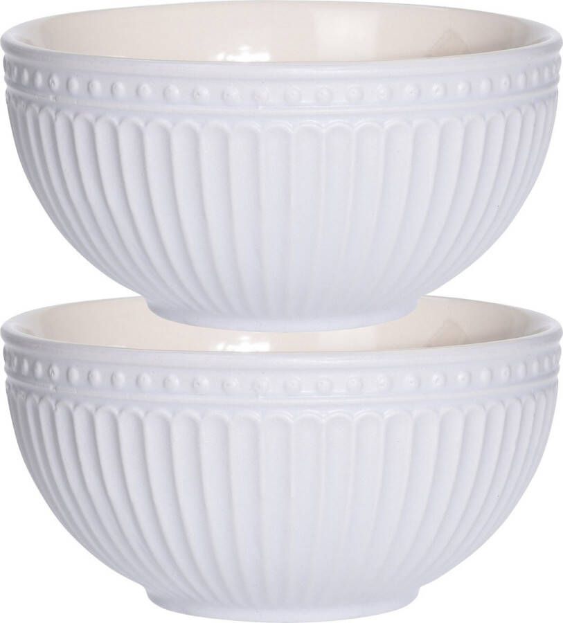 Excellent Houseware Soepkommen schaaltjes 4x Roman Style keramiek D14 x H7 cm ivoor wit