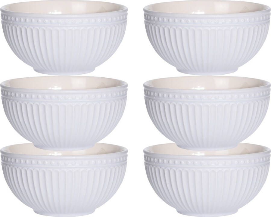 Excellent Houseware Soepkommen schaaltjes 4x Roman Style keramiek D14 x H7 cm ivoor wit