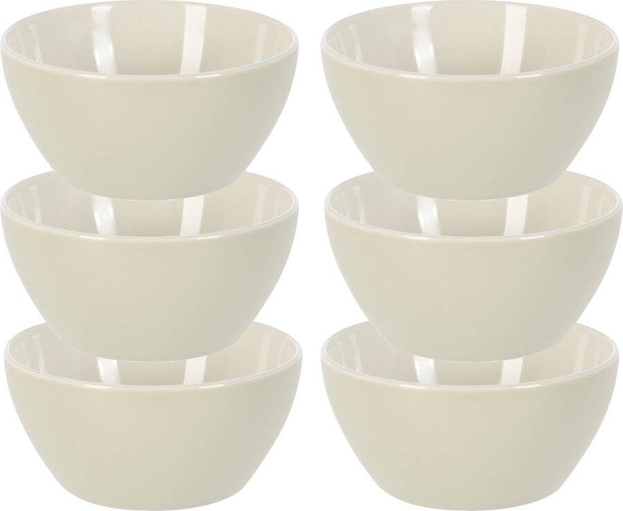Excellent Houseware Soepkommen serveer schaaltje 6x Acapulco porselein D14 x H6.5 cm creme