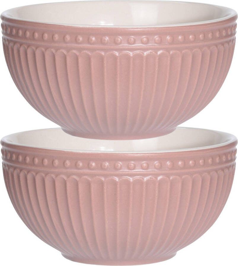 Excellent Houseware Soepkommen serveer schaaltjes 2x Roman Style D14 x H7 cm lichtroze