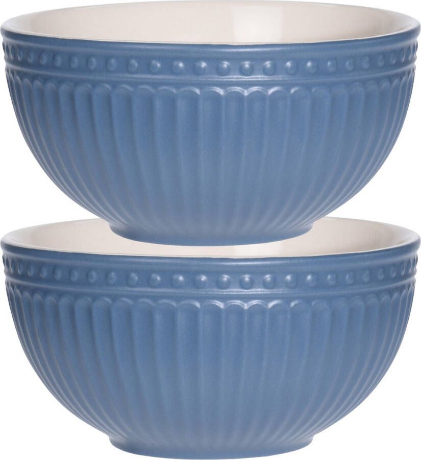 Excellent Houseware Soepkommen serveer schaaltjes 2x Roman Style D14 x H7 cm nacht blauw