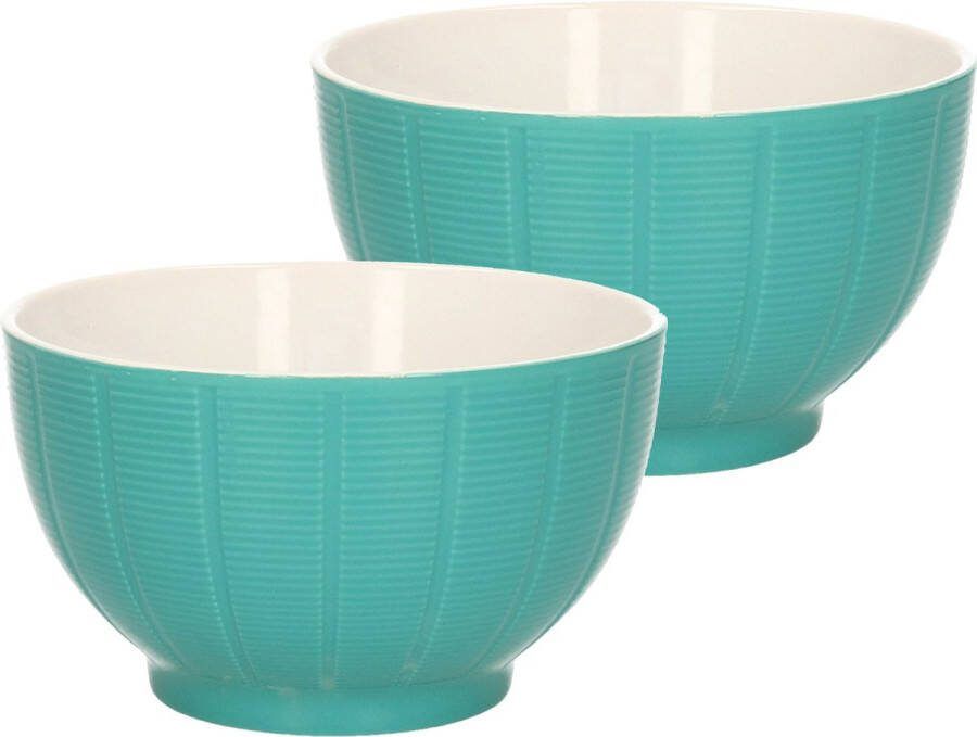 Excellent Houseware Soepkommen serveer schaaltjes 2x Venice keramiek D14 x H8 cm jade groen