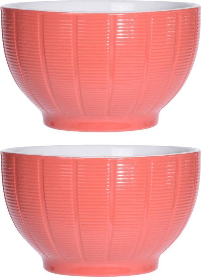 Excellent Houseware Soepkommen serveer schaaltjes 2x Venice keramiek D14 x H8 cm steenrood