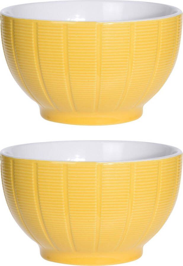 Excellent Houseware Soepkommen serveer schaaltjes 2x Venice keramiek D14 x H8 cm warm geel