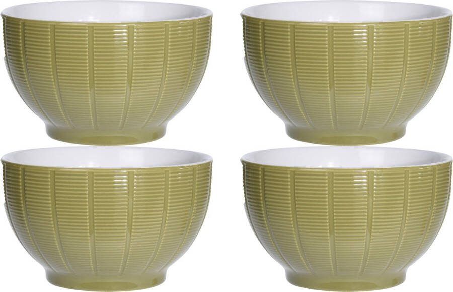 Excellent Houseware Soepkommen serveer schaaltjes 4x Venice keramiek D14 x H8 cm groen