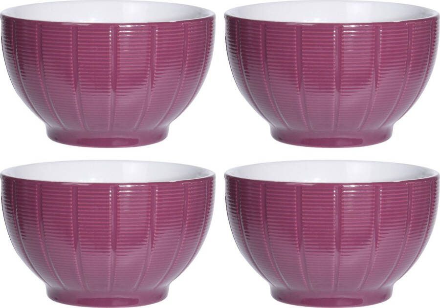 Excellent Houseware Soepkommen serveer schaaltjes 4x Venice keramiek D14 x H8 cm paars