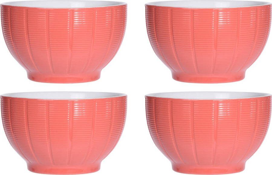 Excellent Houseware Soepkommen serveer schaaltjes 4x Venice keramiek D14 x H8 cm steenrood