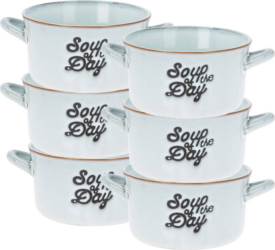 Excellent Houseware Soepkommen serveer schaaltjes 6x porselein 500ml lichtblauw met oor