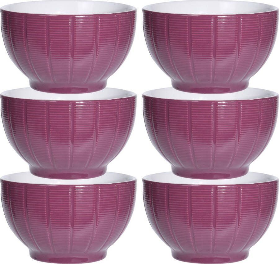 Excellent Houseware Soepkommen serveer schaaltjes 6x Venice keramiek D14 x H8 cm paars