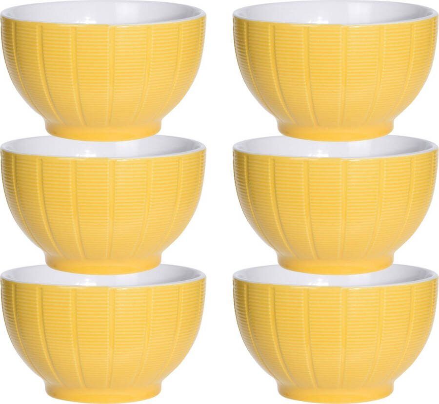 Excellent Houseware Soepkommen serveer schaaltjes 6x Venice keramiek D14 x H8 cm warm geel