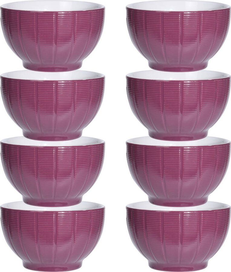 Excellent Houseware Soepkommen serveer schaaltjes 8x Venice keramiek D14 x H8 cm paars