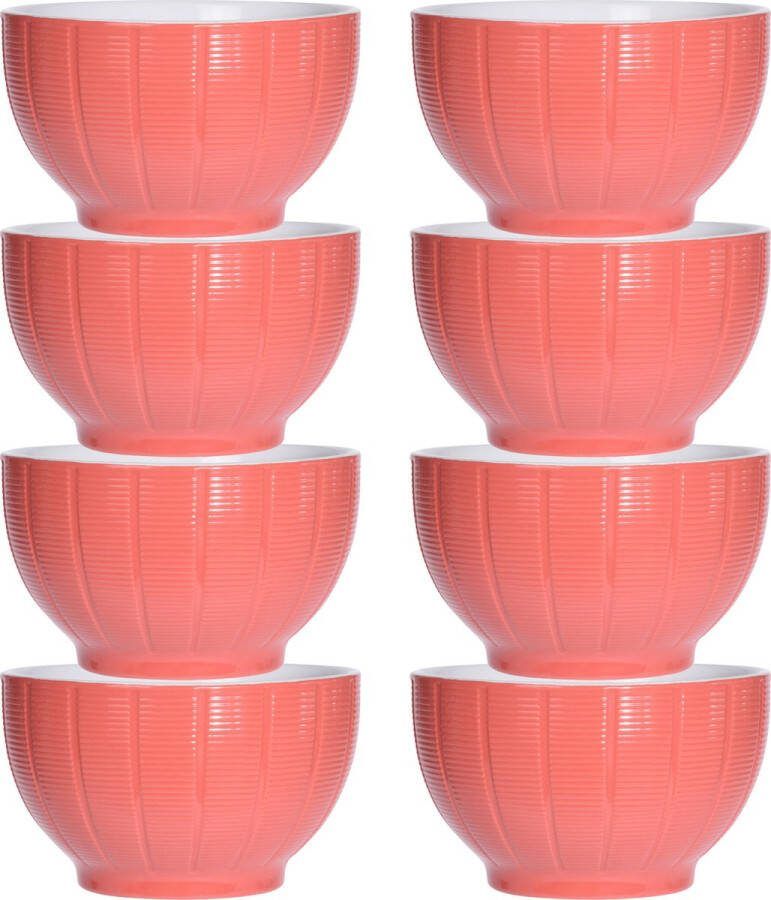 Excellent Houseware Soepkommen serveer schaaltjes 8x Venice keramiek D14 x H8 cm steenrood