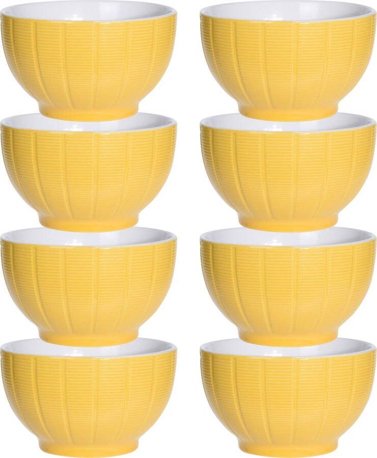 Excellent Houseware Soepkommen serveer schaaltjes 8x Venice keramiek D14 x H8 cm warm geel