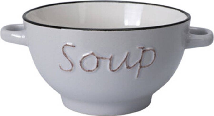 Excellent Houseware Soepkommen serveer schaaltjes Gres porselein D14 x H78 cm ivoor wit