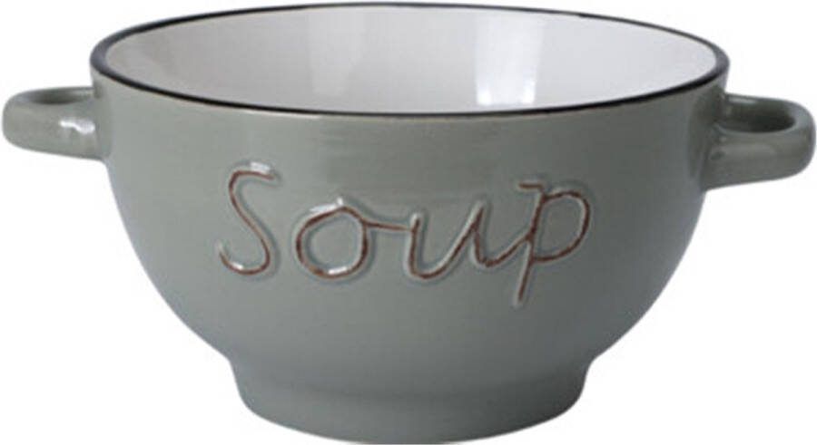 Excellent Houseware Soepkommen serveer schaaltjes Gres porselein D14 x H78 cm lichtgrijs