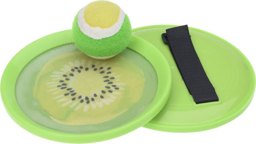 Excellent Houseware Strand vangbal spel met klittenband kiwi groen 18.5 cm Strand en camping sport speelgoed