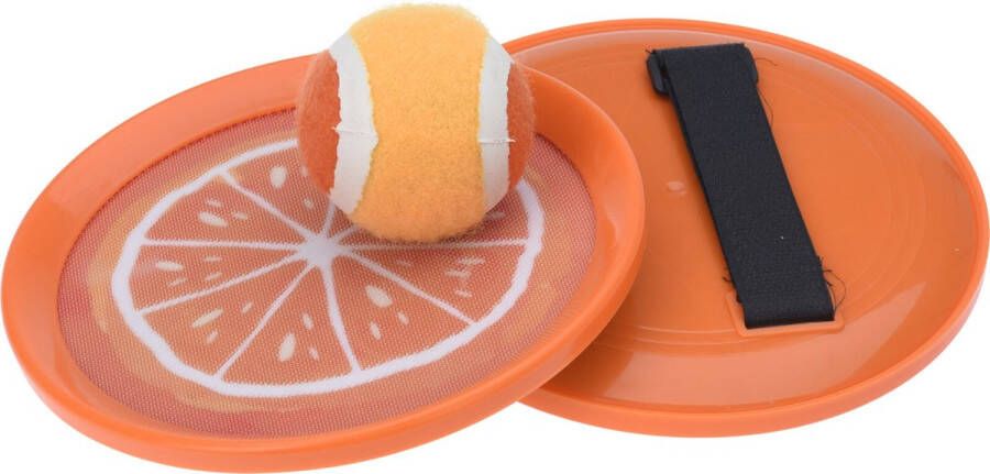Excellent Houseware Strand vangbal spel met klittenband sinaasappel oranje 18.5 cm Strand en camping sport speelgoed