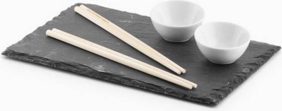 Excellent Houseware Sushi Servies voor 2 Personen Set 7-delig Leisteen met stokjes