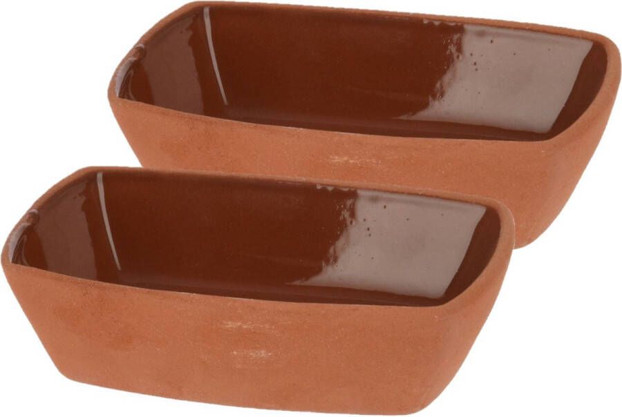 Excellent Houseware Tapasschaaltje serveerschaaltje 10st Terracotta 170ml 13x9x3 5cm