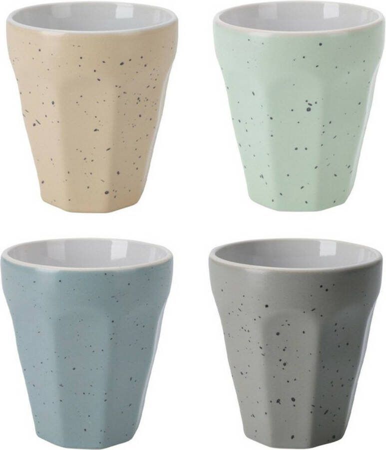 Excellent Houseware Thee koffie mokken set 8x stuks porselein 250 ml gekleurd