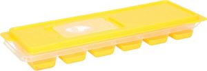 Excellent Houseware Tray met ijsklontjes ijsblokjes vormpjes 12 vakjes kunststof geel met afsluitdeksel IJsblokjesvormen