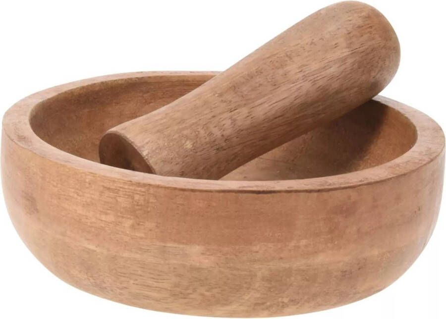 Excellent Houseware Vijzel en mortel mangohout 15cm